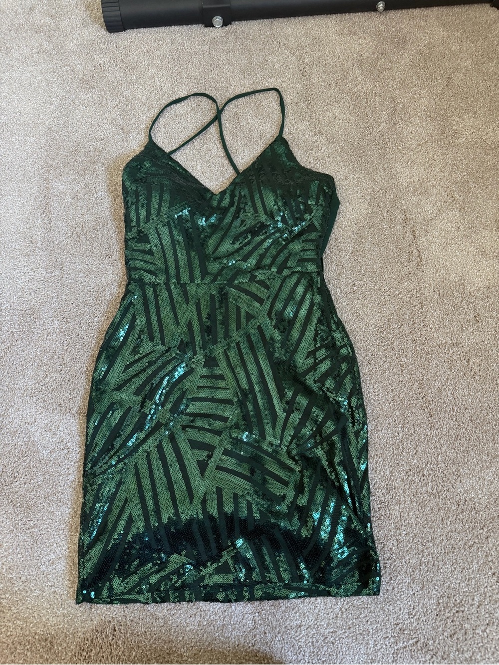 Speechless Dark Green Sequin Bodycon Mini Dress
